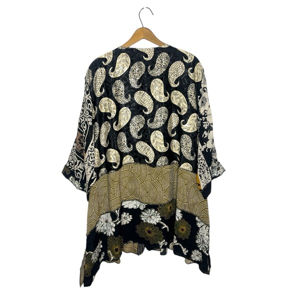 Vintage Eclectic Patchwork Appliqué Mixed Print Shell Button Blouse - Picture 7 of 14